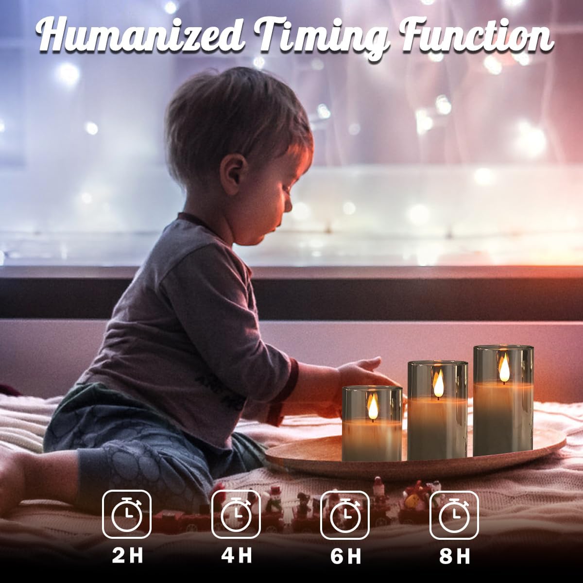 LEDHOLYT Rechargeable Flameless Glass Pillar Candles–Gifts for Women,–Set of 3, Realistic Flickering LED Light,Remote & Timer, Ideal for Living Room, Bedroom & Festival Wedding Home Party Decor