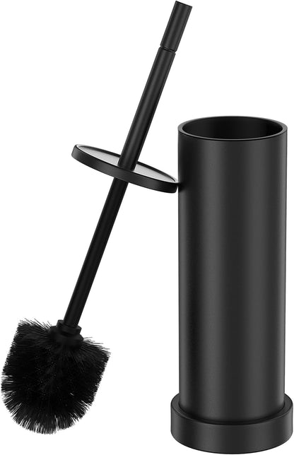 Brushed Nickel Toilet Brush and Holder Set, 304 Stainless Steel Toilet Brush for Bathroom, Heavy Duty Toilet Bowl Brush with Holder, Removable Inner Bowl and Splash Protection, Long Handle