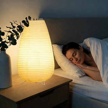 YY YEARCHY Rice Paper Table Lamp 15.3-inch Tall | Push-Button Switch E12 Base Warm Glow Desk Lamp for Bedroom Living Room Office