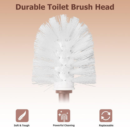 Topsky 2 Pack Compact Toilet Brush & Holder Set, Plastic Round Barrel Loo Brush with 2 Replacement Toilet Brush Head, Durable for Bathroom Toilet, Gray