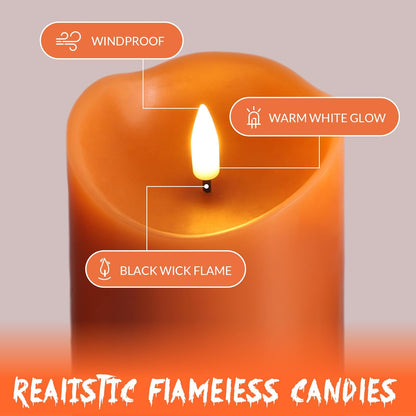 Eywamage Ivory Flameless Pillar Candles with Remote, Flickering Realistic LED Battery Wax Candles Set of 3, Φ 3" H 4" 5" 6"