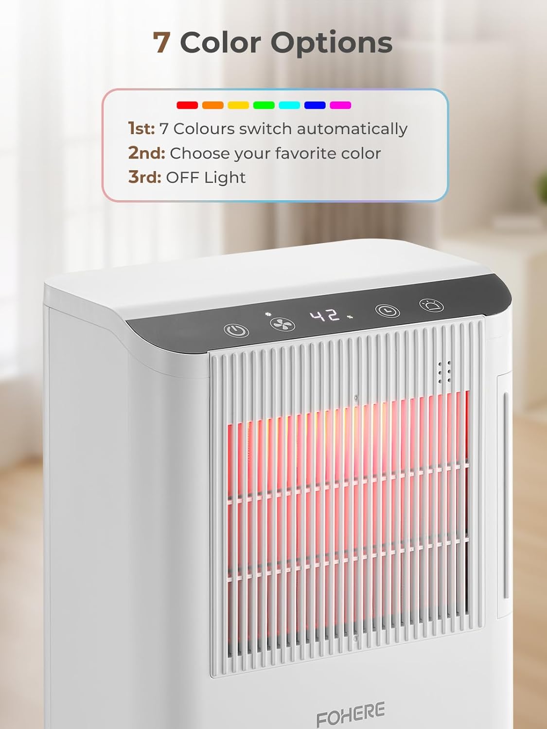 FOHERE Dehumidifier for Basement & RV, Works at 41°F, 30dB Whisper Quiet, 2000 Sq.Ft Coverage, 85oz Tank & Drain Hose, 99.97% HEPA Filtration, Auto Shut-Off, for Bedroom Bathroom Closet
