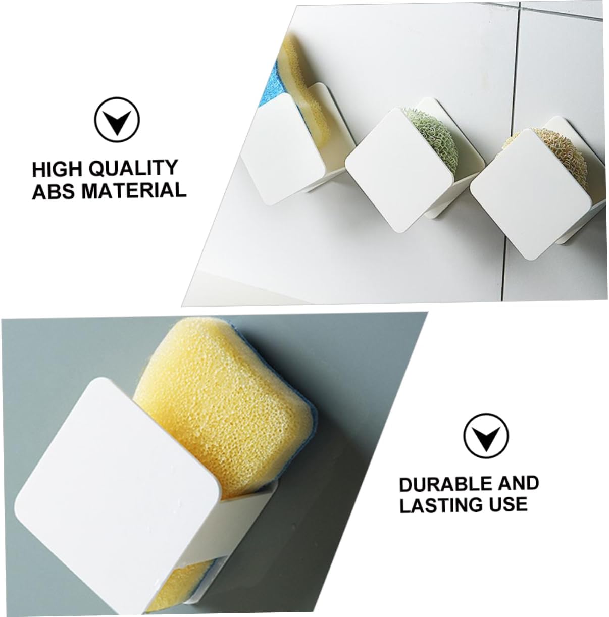 2pcs Wall-Mounted Sponge Drain Rack for Kitchen Sink Quick-Drying Storage Holder for Dishcloths and Cleaning Sponges No-Drill Material Design