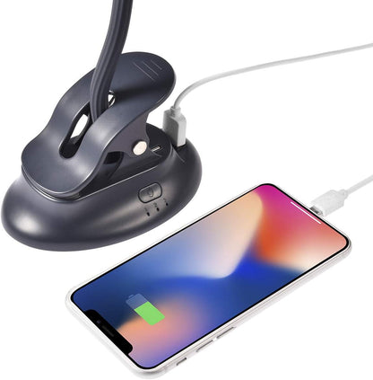 Clip on Fan Usb Battery Operated Desk Clip Fan with Emergency Power Bank, Baby Stroller Fan Rechargeable Personal Fan Flexible Neck 3 Speeds Great for Beach Car Camping Dorm Bed Office-Navy Blue
