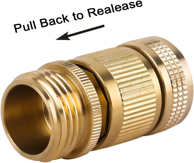 HQMPC Garden Hose Quick Connect Solid Brass Quick Connector Garden Hose Fitting Water Hose Connectors 3/4 inch GHT