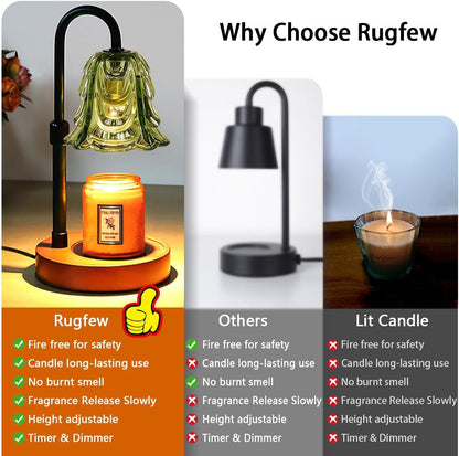 Candle Warmer Lamp with Timer Dimmer Adjustable Height for New Home House Bedroom Decor,Wax Melt Warmer with 2 Bulbs for Jar Candles, Gifts for Mom Women Friend Sister Mothers Day Birthday | Black