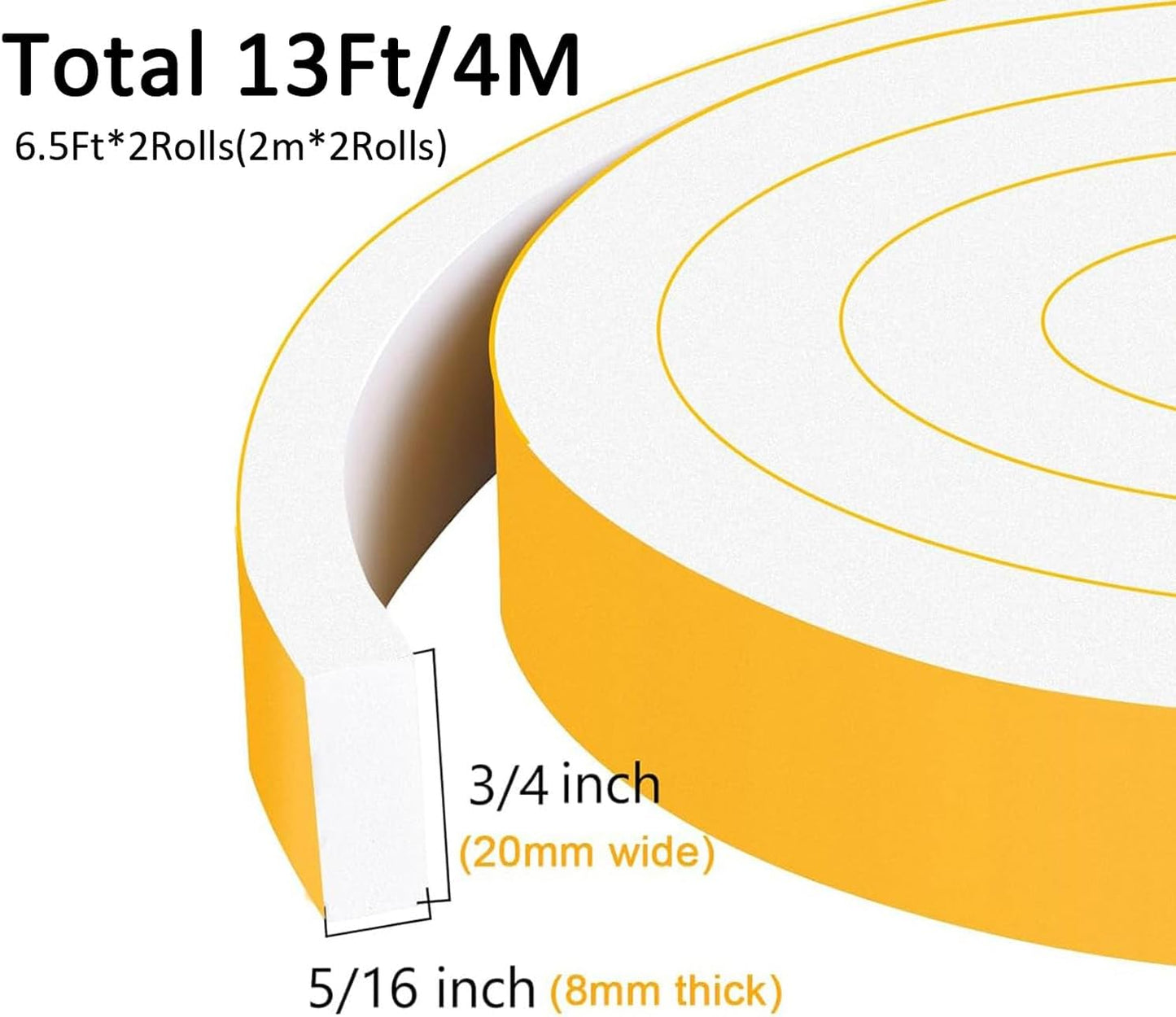 Strong Adhesive Weather Stripping, High Density Weatherproof Weather Stripping Door Seal Strip for Sliding Door, Windows,Noise-Reduction Foam Sealing Strip, White(1/2 in x 1/4 in x 13Ft) - Colors B