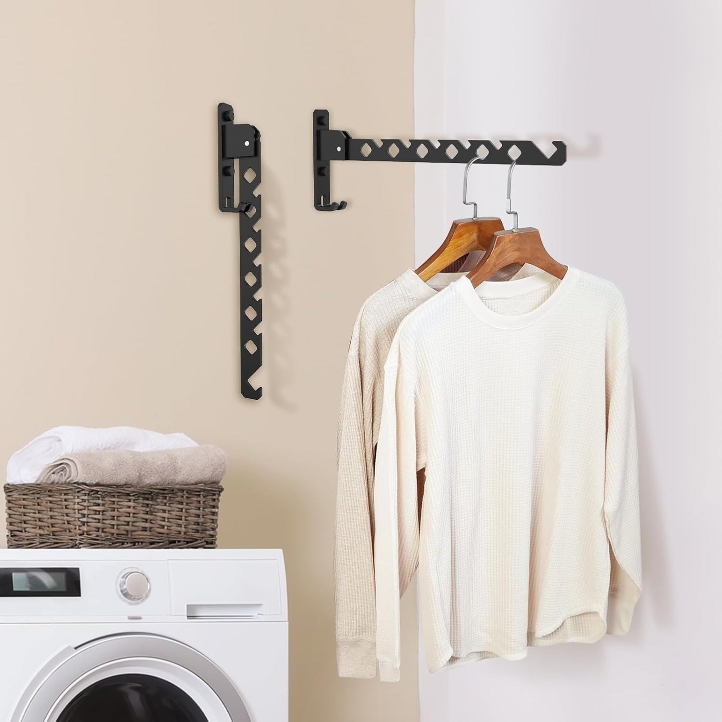 1Pcs Wall Mounted Clothes Drying Rack Aluminum Alloy Laundry Drying Rack with Screws 180°Adjustable Clothes Drying Hanger Rust Resistant Clothes Drying Organizer Rack for Home Dorm