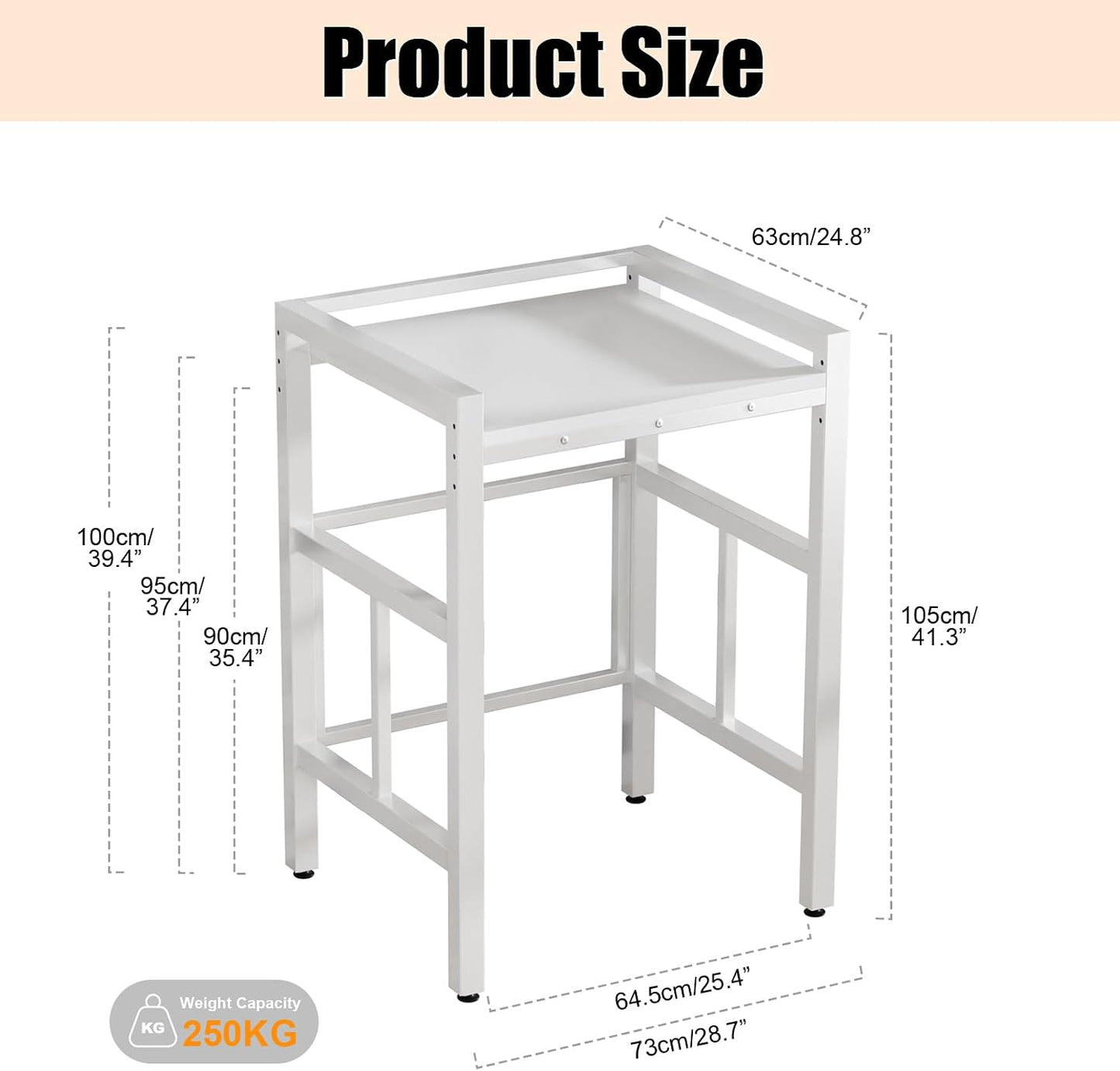 Washer Dryer Stacking Rack Stand, Over the Washer and Dryer Storage Shelf, Height Adjustable Standing Washer Dryer Machine Rack, Stackable Shelf for Laundry Room Apartments (White)