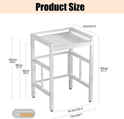 Washer Dryer Stacking Rack Stand, Over the Washer and Dryer Storage Shelf, Height Adjustable Standing Washer Dryer Machine Rack, Stackable Shelf for Laundry Room Apartments (White)
