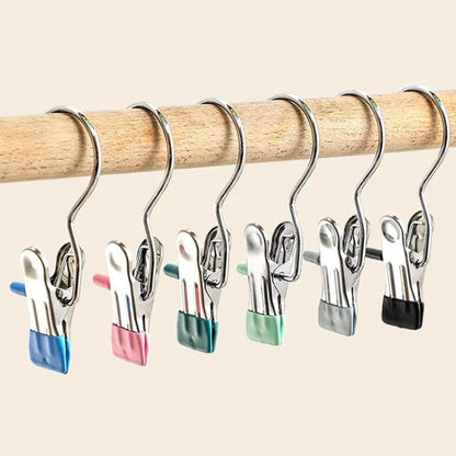 Clips for Hanging, Clothes Drying Clip Multifunctional Seamless Towel Hat Sock Windproof Pants Clip, Stainless Steel Hook Hanger Clips for Pants, Socks, Towels, Hats, Boots, and Travel