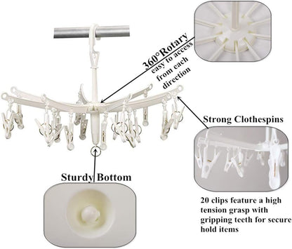 DurReus Reusable Stainless steel Drying Rack Laundry Drip Hanger 8 Clips Closet Organizer for Hanging Lingerie,Underwear,Clothes Disapers,Mitten,Socks,Hats,Bras,Skirts,Scaf