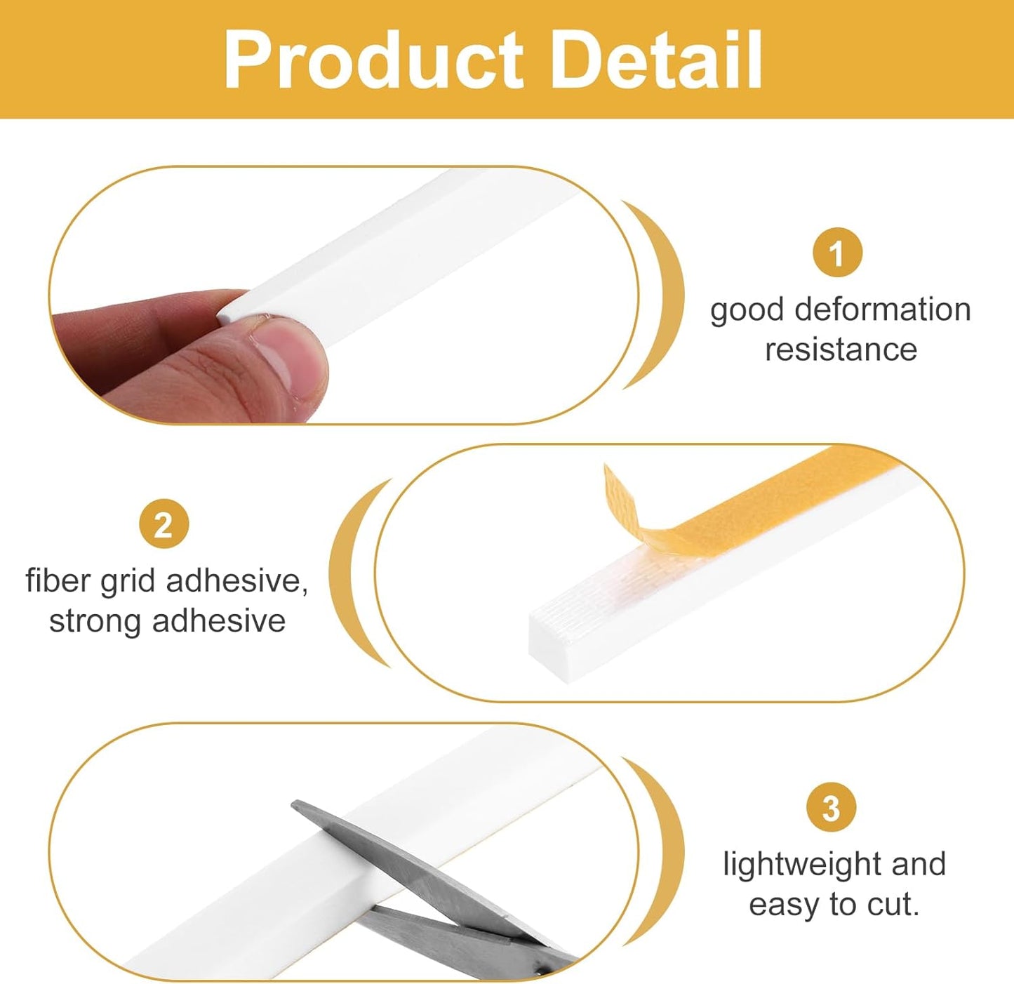 MECCANIXITY Weather Door Seal Strip Tape, Door Insulation Stripping Single Side Strong Self Adhesive Foam Tape Gap Filler for Door, Window, 1/4 Inch x 1/16 Inch x 32 Feet White 2 Pack