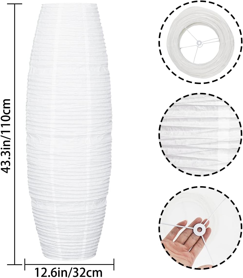 FERCAISH Paper Floor Lamp Shade, Foldable and Minimalist Style Rice Paper Lamps Classic Modern Paper Floor Light Bulb Cage Guard for Living Room Bedroom Décor