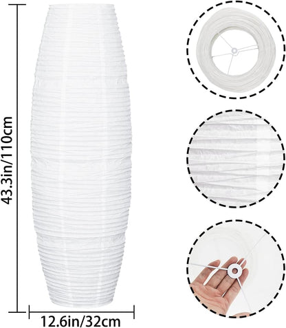 FERCAISH Paper Floor Lamp Shade, Foldable and Minimalist Style Rice Paper Lamps Classic Modern Paper Floor Light Bulb Cage Guard for Living Room Bedroom Décor