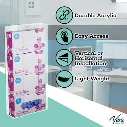 AdirMed VivaEssentials Double Glove Box Holder, Wall Mount or Free Standing Black Acrylic Glove Holder