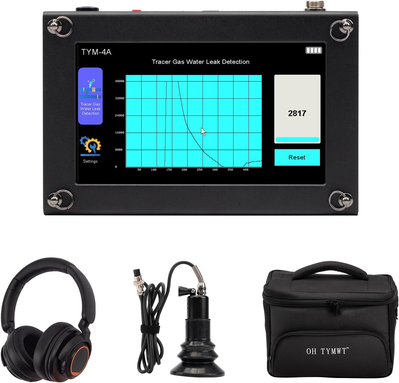 Al Water Leak Detector, Indoor Wall/Ground Under Slab Pipe Leak - TYM-3A | 2 Sensors, 0.5m/1.64ft, 100Hz-8000Hz, 15 Hours