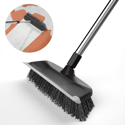 BITOPE Deck Scrub Brush with Long Handle, Heavy Duty Floor Cleaning Scrubber with Stiff Bristles Garage Concrete Cleaner Tool for Cleaning Tile Patio Outdoor Porch Indoor Kitchen Shower Bathroom