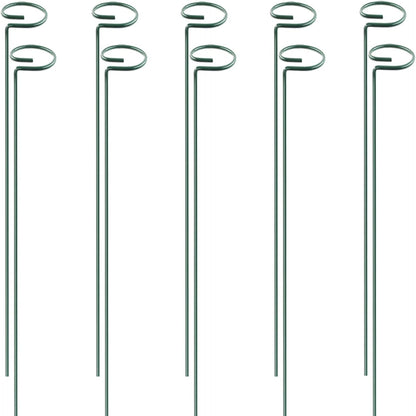 HiGift 17 inch Plant Support Stakes, 4mm Thick Garden Single Stem Flower Support Stake Amaryllis Plant Cage Support Rings with 10 pcs Plant Clips for Tomato Orchid Lily Peony Rose Flower Stem-5 Pack