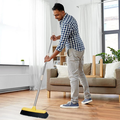 LandHope Heavy Duty Broom, 15.75in Wide Push Broom, 45.67in Long Handle, Adjustable, Floor Sweeper for Indoor Outdoor Commercial Warehouse Home Kitchen Patio Garden Garage