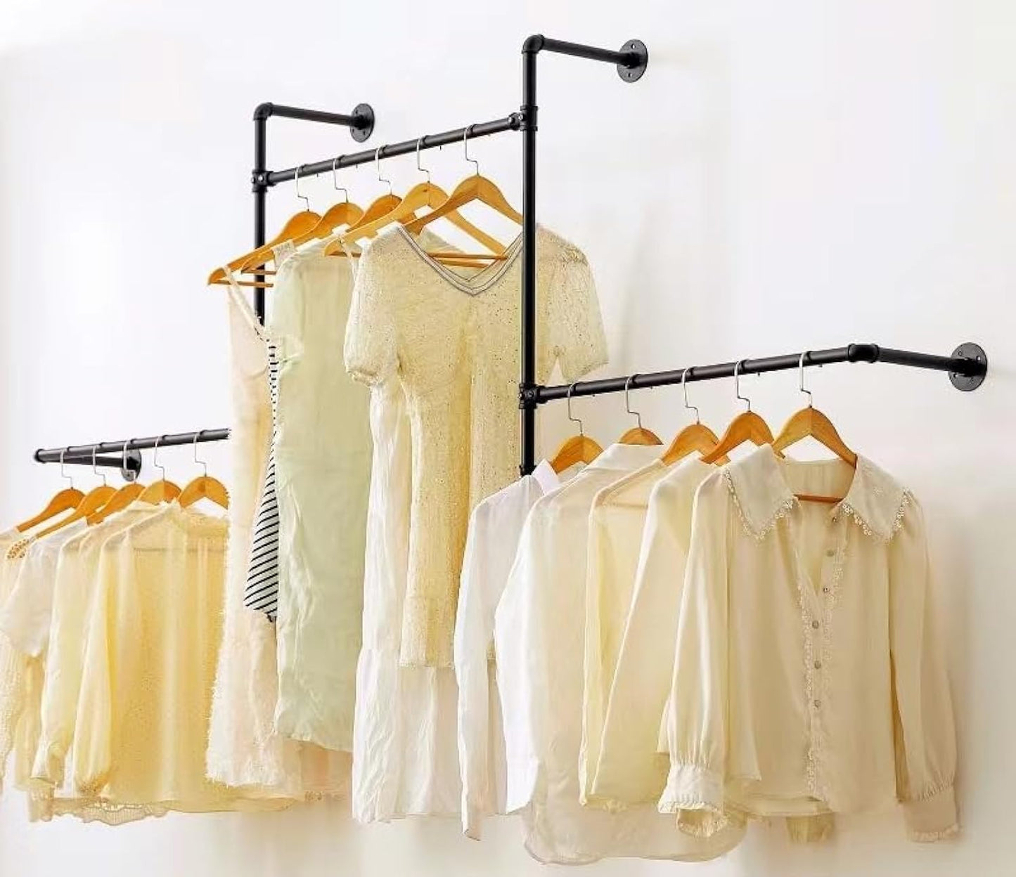Industrial Pipe Clothing Rack, Wall Clothes Rack, Hanging Rod, Garment Rack | Pipe Clothes Rails, Multi-Purpose, Heavy Duty, Space-Saving, Clothes Bar, Organizer, Closet