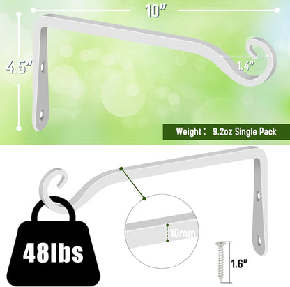 FEED GARDEN Heavy Duty Plant Hangers Outdoor Indoor, 8 Inch 2 Pack Metal Hanging Bracket Holds Up to 44 lbs, Wall Brackets for Hanging Baskets, Bird Feeders,Wind Chime& Lanterns, Black