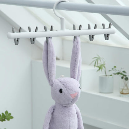 Foshine Clothes Hanger 2 Pack with 8 Clips,Clothes Drying Racks for Drying | Windproof For Drying Socks Bras Underwears Baby Clothes, Hats Scarfs Towels Pants and Gloves Diaper