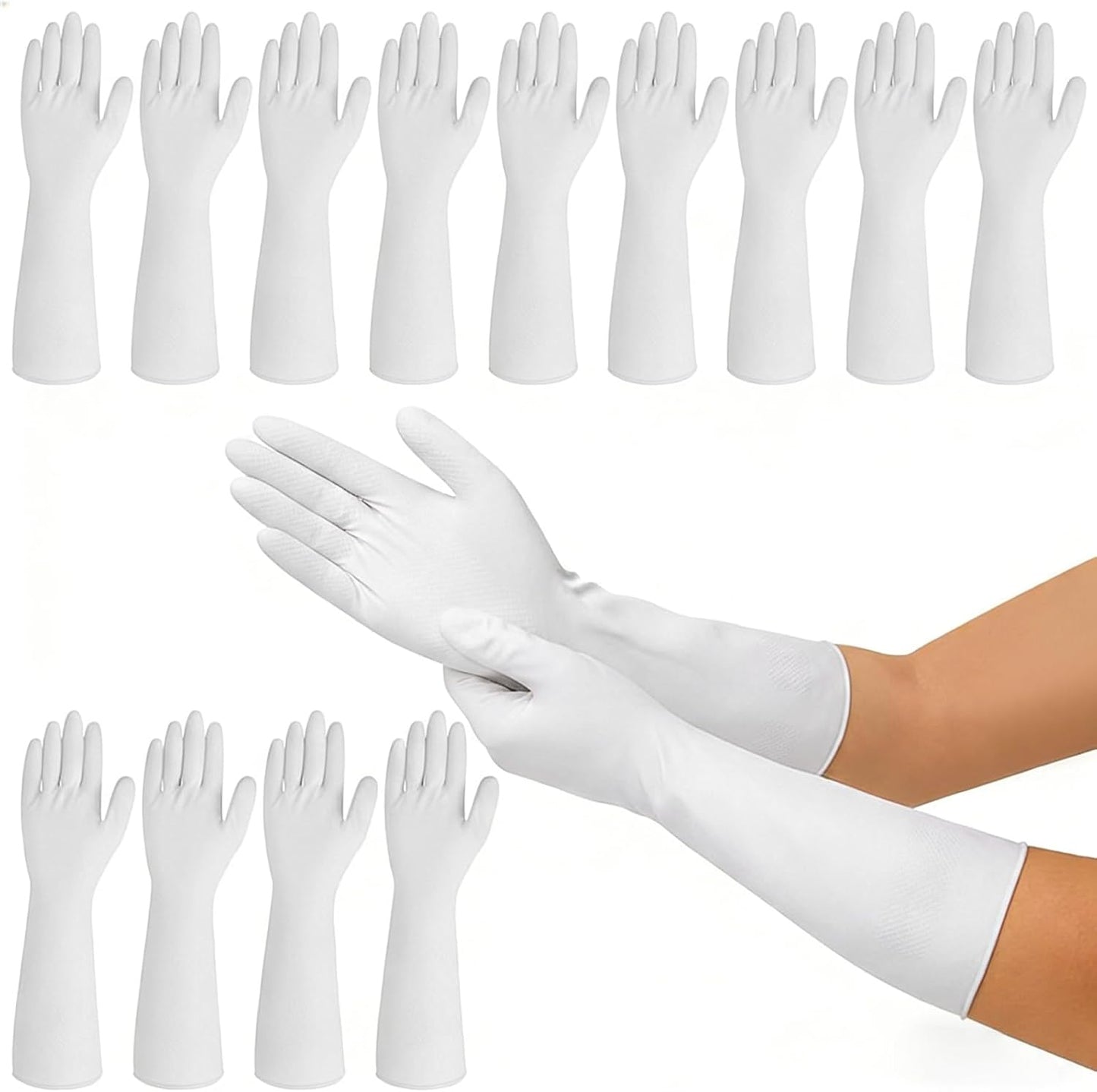 50 Counts 16" Long Disposable Nitrile Gloves Latex Free Dishwashing Gloves Waterproof for Household Clean Gardening(Blue,L)