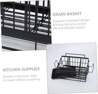 Holibanna 1pc Stainless Steel Wall-mounted Organizer Rack for Kitchen Bathroom Adjustable Sink Drain Holder for Sponges Cloths and Cleaning Tools Easy to Install Space-saving Design