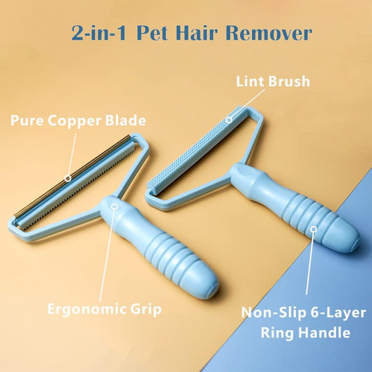 Portable Fabric Shaver, Pet Hair Remover, Manual Lint Remover, Dog Cat Hair Remover for Carpet, Clothes, Furniture, Couch Blue 1pcs