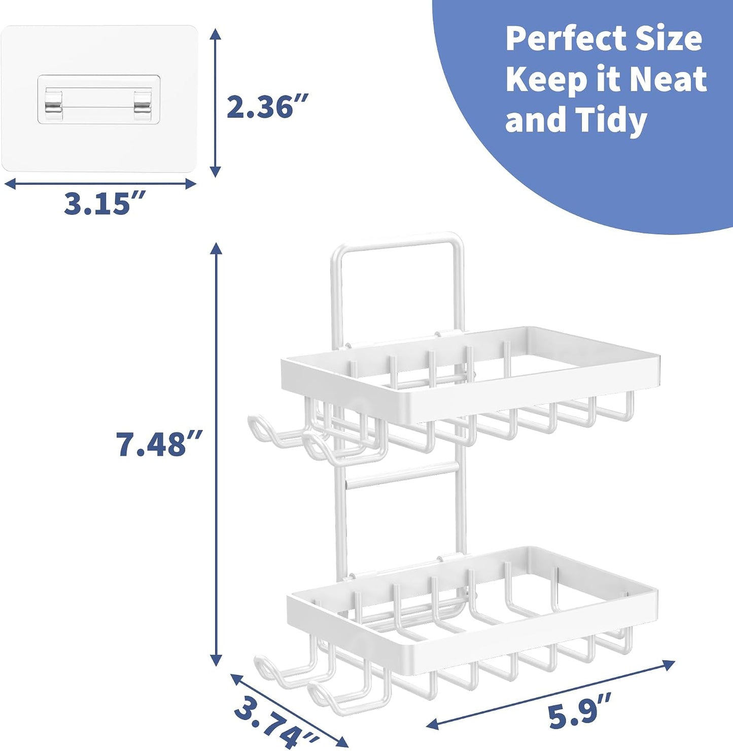 Moforoco Double Soap Bar Holder for Shower, No Drilling, 304 Stainless Steel, Wall Mounted Soap Holder with 4 Hooks and Razor Holder, Shower Rack Soap Tray Bar Soap for Bathroom Accessories Organizer