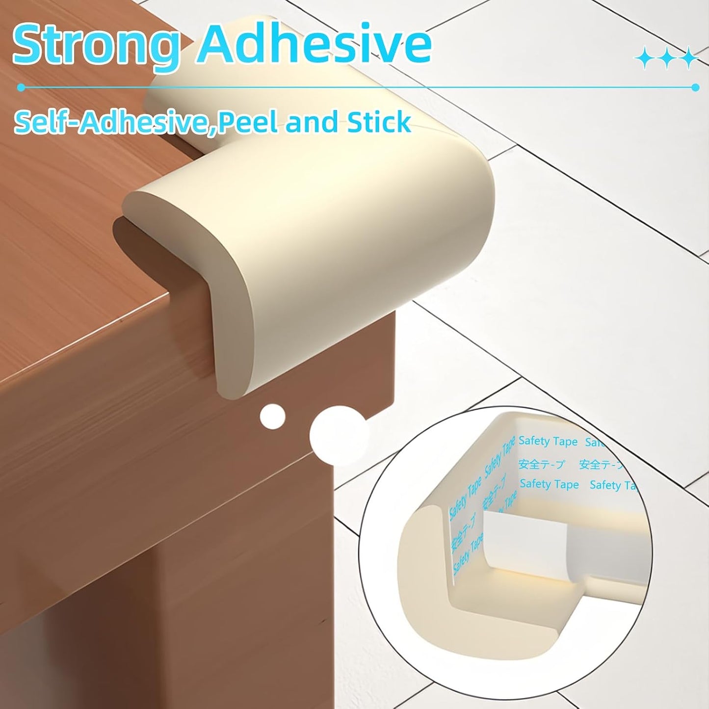 ZOMPAGO Baby Edge Protector Roll (6.56FT) & 8 Corner Guards - White Foam Furniture Corner Protectors - Baby Proof Corners and Edges for Table, Wall, Bed Frame - Baby Proofing Safety Bumpers