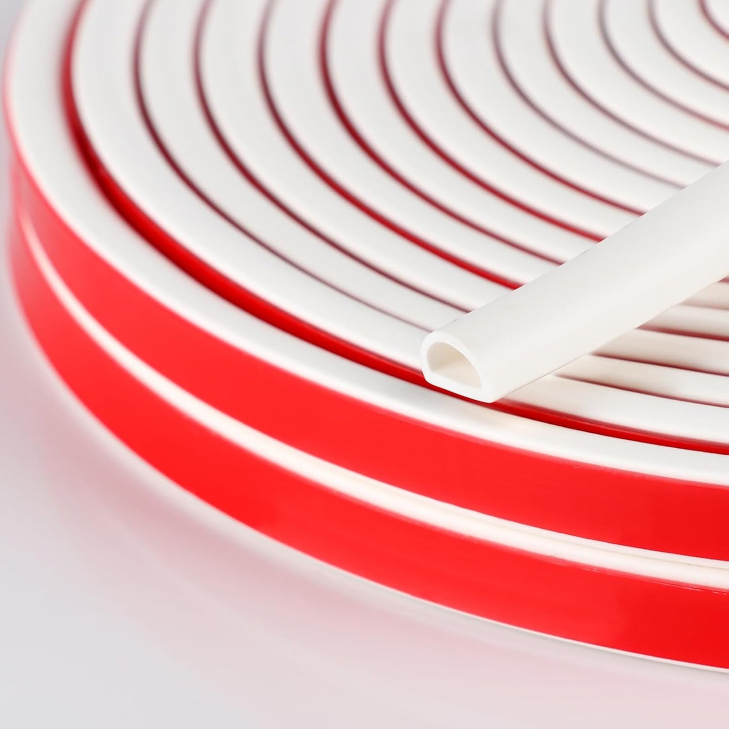 Silicone Weather Stripping Door Seal, 20FT Self Adhesive D Shaped Door Seal Strip for Door Frame, Door Insulation Strip Window Seal, W:1 in; H:1 in; 20Feet