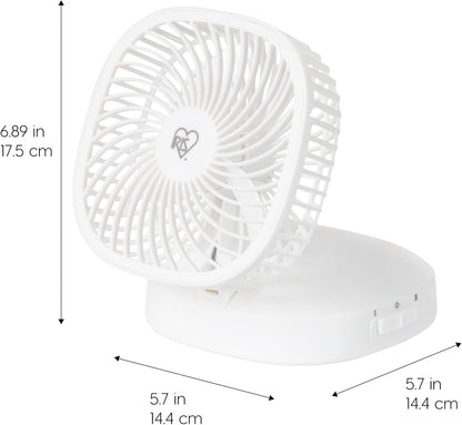 IRIS USA WOOZOO 3.5" Cordless Portable Clip On Fan, USB-C Rechargeable Fan, LED Light, Mosquito Repellent Tray, 360° Tilt, 3 Speeds,Bedside Kitchen Camping Golfing Outdoor Use, Black