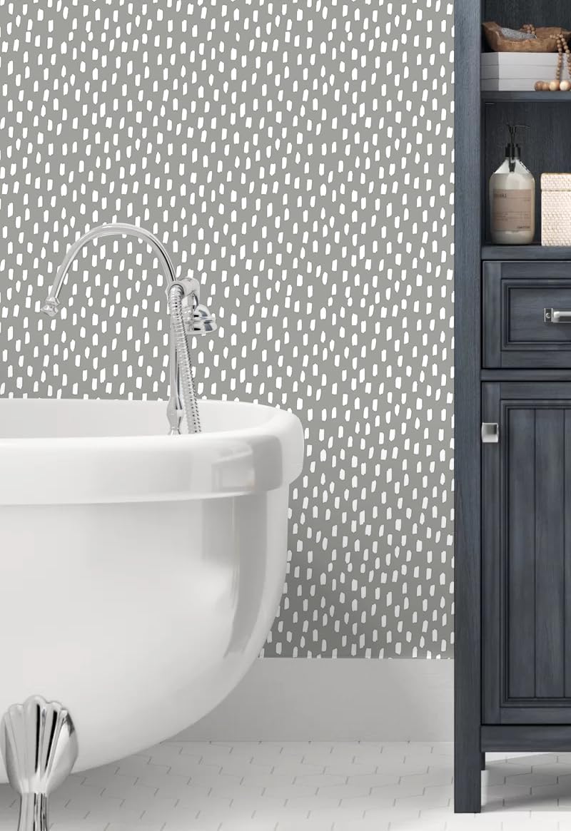 HAOKHOME Peel and Stick Wallpaper Boho Modern Dots Wall Paper Removable for Bathroom Caramel/White Contact Paper 17.3in x 9.8ft