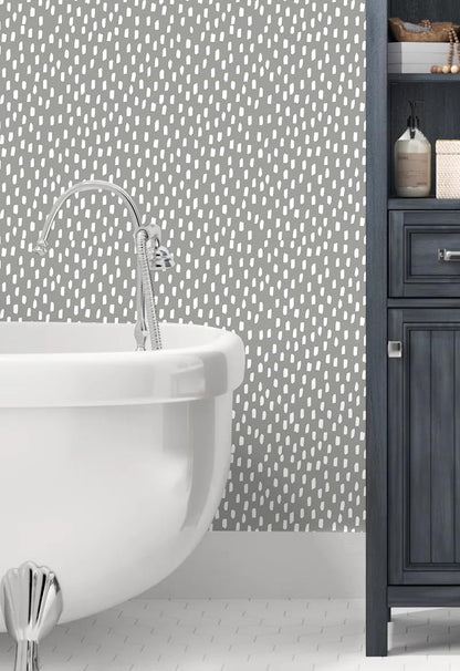HAOKHOME Peel and Stick Wallpaper Boho Modern Dots Wall Paper Removable for Bathroom Caramel/White Contact Paper 17.3in x 9.8ft