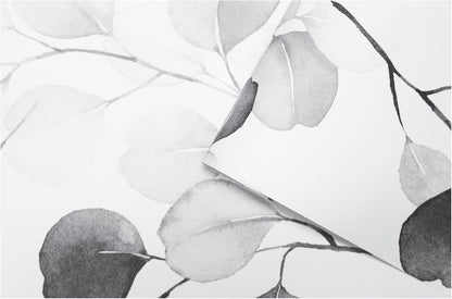 HAOKHOME Peel and Stick Wallpaper Boho Green/White Botanical Leaf Floral Wall Mural Home Nursery Decor Renter Friendly Wallpaper 17.3in x 9.8ft