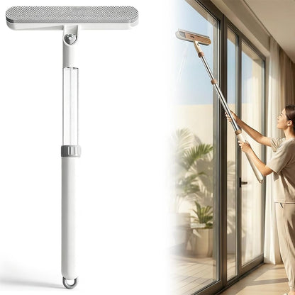 5-in-1 Double-Sided Window Screen Cleaning Brush – Extendable Squeegee for Window Cleaning with Long Handle, All-in-One Window Cleaning Kit for Home & Auto Glass, Car Window Cleaner Tool (Beige-1pc)