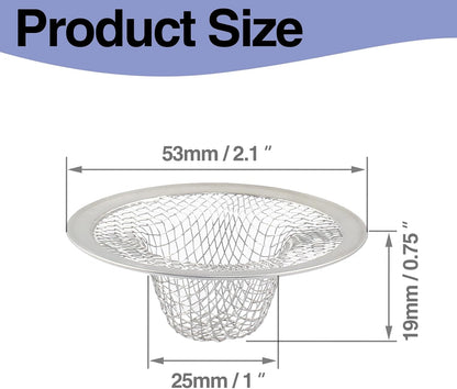Piutouyar 2 Pack Stainless Steel Kitchen Sink Strainer, 3.5 Inch Diameter Mesh Basket Large Round Filter Kitchen Drain Strainer Food Catcher for Bathroom Bathtub Wash Basin Garbage