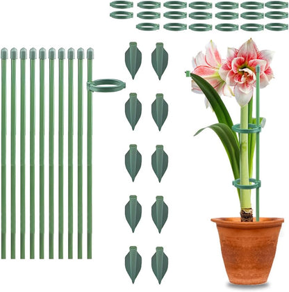Plant Stakes for Indoor Plants, Adjustable Plant Support Sticks with Clips & Plant Ties, Indoor Outdoor Garden Poles for Monstera Tomato Orchid Rose Potted Flowers Vegetables (17 inch 5pcs)