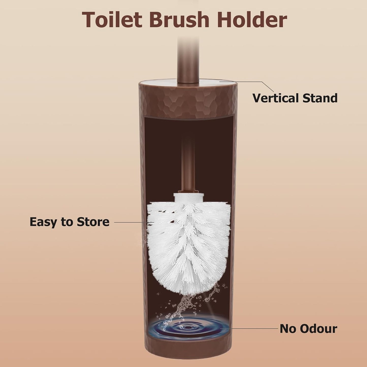 Topsky 2 Pack Compact Toilet Brush & Holder Set, Plastic Round Barrel Loo Brush with 2 Replacement Toilet Brush Head, Durable for Bathroom Toilet, Gray