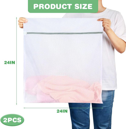 Tenn Well Extra Large Mesh Laundry Bags, 2 Pack 43 x 35 inch Jumbo Delicates Bag for Washing Machine, Large Mesh Bags for Delicates, Coats, Blankets, Bedding, Toys, Pet Items