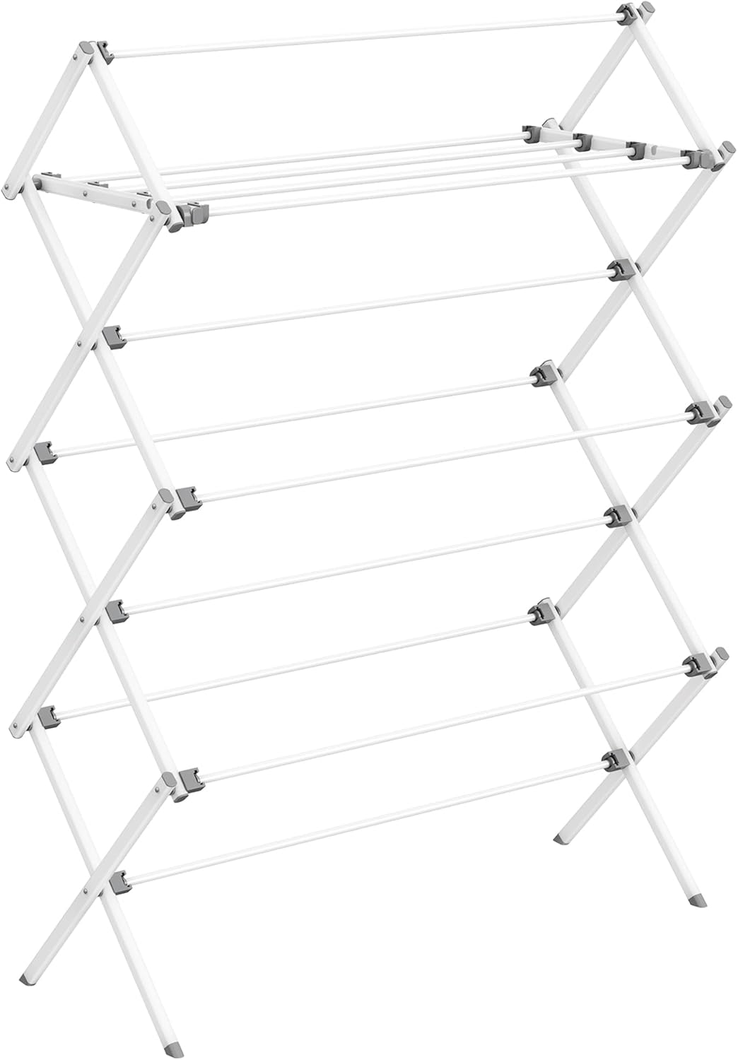 SONGMICS Foldable Clothes Drying Rack, Laundry Drying Rack, Clothes Airer, Steel Frame, 14.6 x 29.5 x 53.2 Inches, Easy Assembly, Indoor Outdoor Use, White ULLR770W01