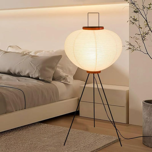 Japanese Rice Paper Floor Lamp，Noguchi Style Paper Floor Lantern Lamps,Akari Japandi Light for Wabi Sabi Decor，47.2“ Handmade Rice Paper Standing Lamps for Living Room,Bedroom, Office