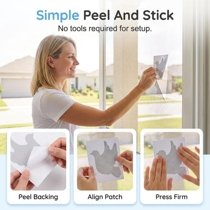 Decorative Window Screen Repair Patches, Cute Shapes, Self-Adhesive Mesh Repair Kit for Window Screens, Door Screens & Tents, Waterproof & Long-Lasting Screen Hole Fixer (Kitten + Pigeon(20 Piece))