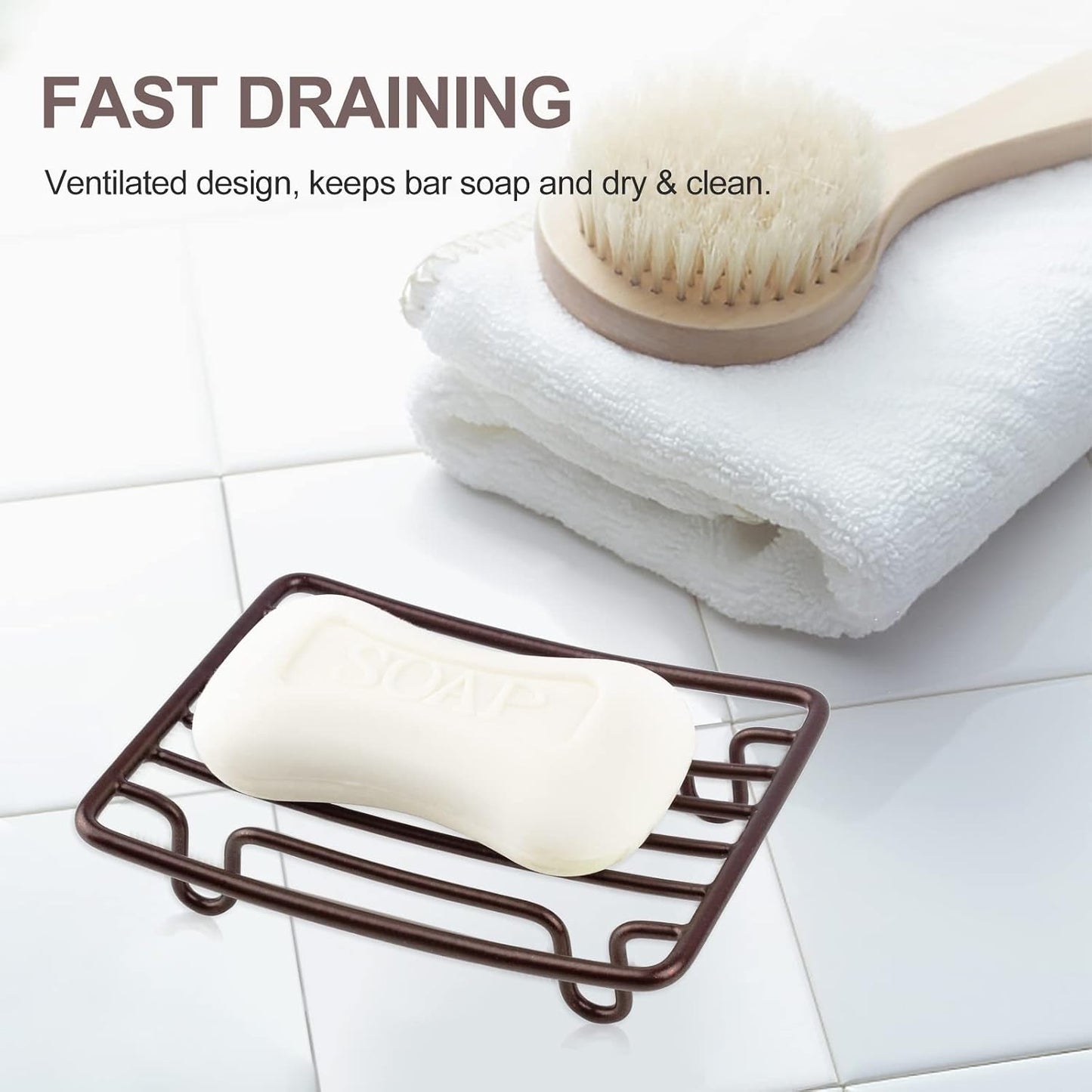 Soap Dish, Stainless Steel Bar Soap Holder for Shower, Self Draining Stand Soap Saver for Bathroom, Kicthen Sink and Countertop, Chrome 1-Pack