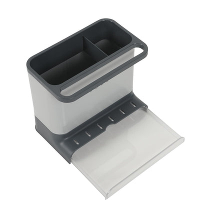 Gibson Home Ledgebrook Sink Caddy With Metal Panel, Sponge Holder for Kitchen Sink, Countertop Organizer and Storage Essentials With Drain Board