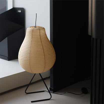 Japanese Pear-Shaped Floor Lamp – Noguchi-Inspired Rice Paper Lantern, Zen-Inspired Modern Design for Living Room, Bedroom, or Office