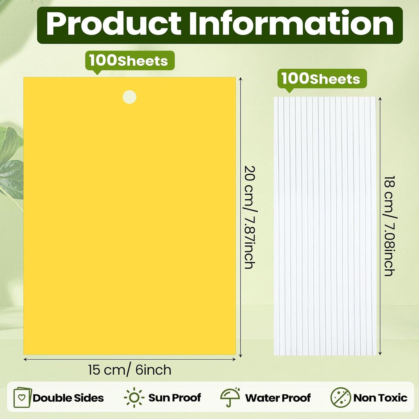 Qualirey 150 Pcs 6x8 Inch Yellow Sticky Traps for Gnats, Dual-Sided Sticky Gnat Traps for Indoor Outdoor Plants, Pest Control for Fungus Gnats, Fruit Flies, Whiteflies – Bulk Pack with Twist Ties