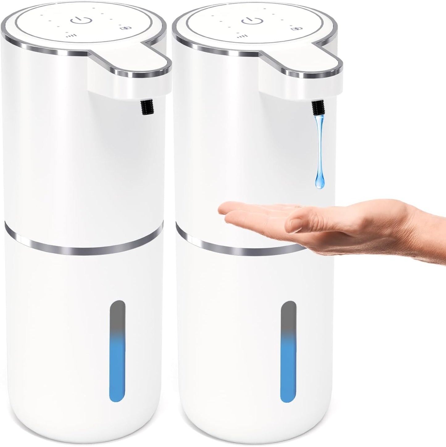 2 Pack Automatic Foaming Soap Dispenser,Touchless Foam Soap Dispenser,12.8oz Rechargeable Wall Mounted Smart for Bathroom and Kitchen Dish Soap,Easy for Toddlers(White)